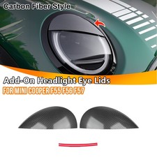 1 Pair For Mini Cooper F55 F56 F57 Headlight Eyebrow Eyelids Covers Carbon Fiber