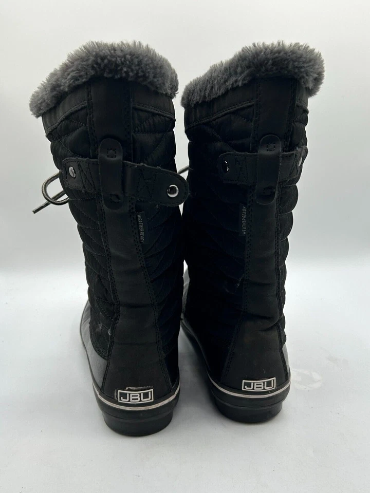 Bota de nieve JBU By Jambu para mujer talla 9M cuero negro ribete de piel media pantorrilla con cordones Foto 3 de 4
