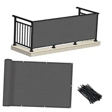  3'x10' Dark Grey Balcony Privacy Screen Fence Cover (HDPE) UV Protection 