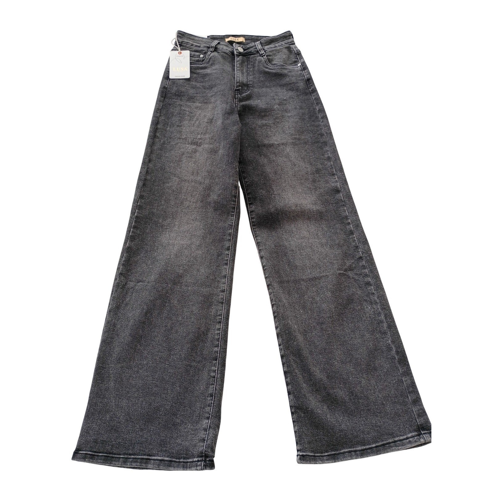 Parisian NWT Wide Leg High Waist Charcoal Black Denim Jeans W27x32T FR38 LUSA image 7