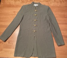 St. John Couture Mandar n Collar Olive Blazer Gold Frog Closures EUVC SZ 6