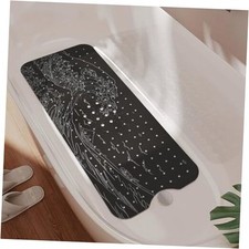 Non Slip Bathtub Mat, Flower Bath Mat for Tub, 40" x 16" Rectangular Black