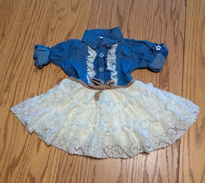 Little Lass Denim and Ivory Lace Tulle Infant Girls Dress 9 Months Cowgirl