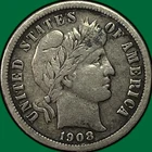 1908-O Barber Dime Choice Very Fine VF+ Coin #39890