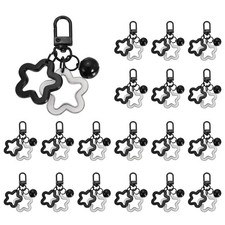 20Pcs Double Star Bell Keychain Cute Star Bag Charms Keychain Charms Black