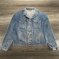 Vintage 70s Wrangler Rustler Denim Jacket Mens Large Trucker Type 3 Faded USA