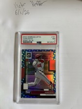 2022 Donruss Optic Juan Soto "Spirit of '76" baseball card, graded PSA 7 NM.