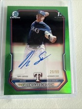 🔥 2026 Bowman Caden Scarborough 1st Auto TRUE GREEN Rangers 29/99 #2 Prospect