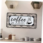 Metal Coffee Sign Wall Art, 16 x 7.8 Inch, Combine Wood & Scroll Frame,