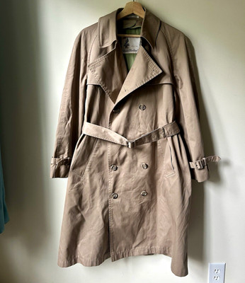 Misty Harbor Men s Beige Long Trench Coat Belted Lined Double Breasted EU 38