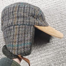 Vintage Goorin Bros Harris Tweed Earflap Trapper Cap Hat M Made in USA 100% Wool