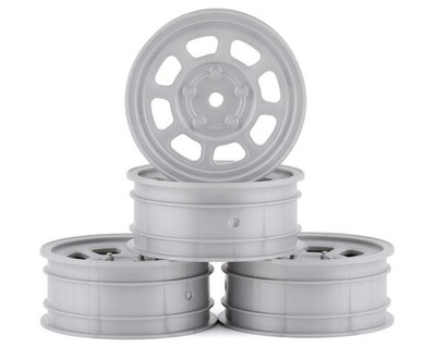 DE Racing Speedway Front Wheels (Silver) (4) (Custom Works/B6) [DER-DSB-AFS]
