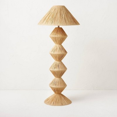 Creative Floor Lamp Brown Includes LED Light Bulb Empire Shade Natural 56.25''