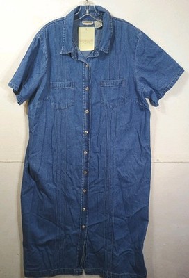 Vtg Expressions Dress Womens Plus 2X Blue Jean Denim Button Up 90s Kmart  NWT | eBay
