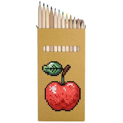 12 x 'Pixel Art Cherry' Long 178mm Coloured Pencils / Pencil Set (PE00088581)