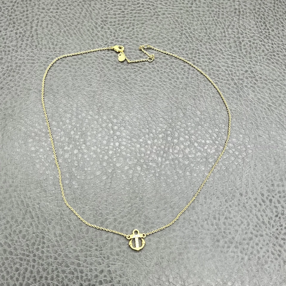 Spartina 449 Anchor Necklace Nautical Pendant Adjustable Dainty Chain Gold Tone - Image 2 of 4