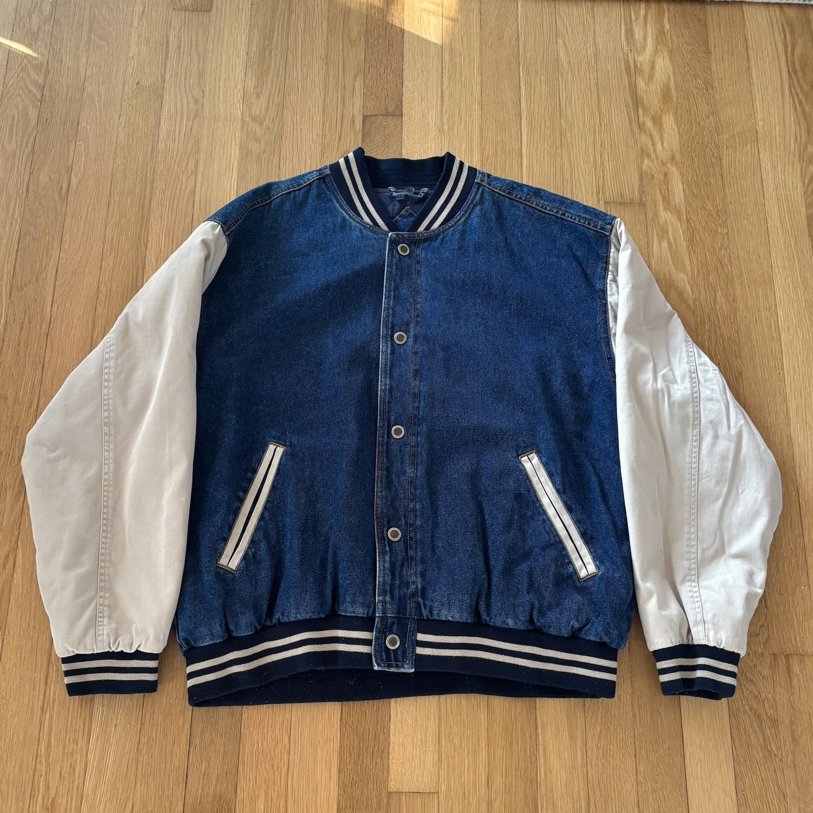 Vintage Basic Editions Jacket Denim Varsity Quilt… - image 1