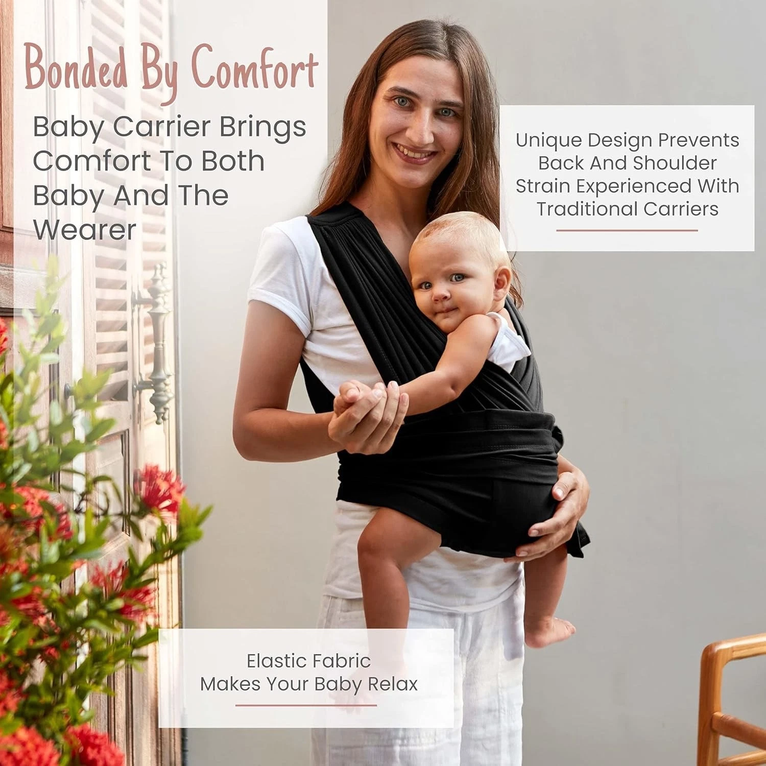 Kids N' Such Baby Carrier Lightweight Hassle-Free Baby Wrap Sling NB to 44 lbs