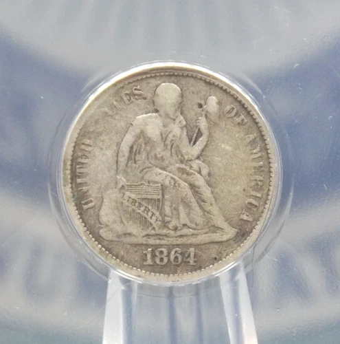 1864 "S" Seated Liberty Dime 10c ANACS F12 #101 Fine *SAN FRANCISCO* ECC&C, Inc.
