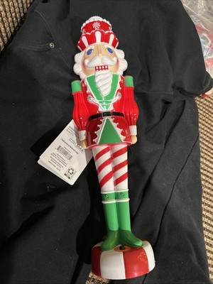 Peppermint Nutcracker Musical Figure 14in with Lights Sounds Holiday Time New