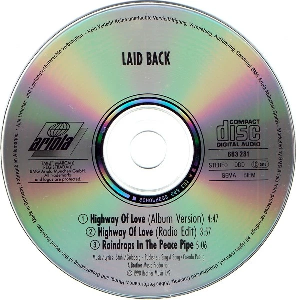 Laid Back - Highway Of Love CD Single CD Electronic Synth-pop 8398 - Bild 3 von 4