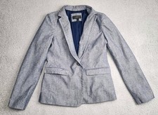 J. Crew Blazer Womens 6 8 Blue Chambray Regent One Button Career Business Coat