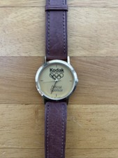Kodak Vintage Commemorative Olympic Watch with Brown Band *Needs Battery*