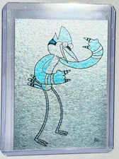 Mordecai Limited Platinum Plated Artist Signed “Regular Show” Trading Card 1/1