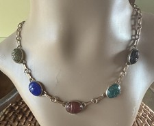 Vintage WRE WE Richards 1/20th 12k Gold Fill Multi Gemstone Scarab Necklace