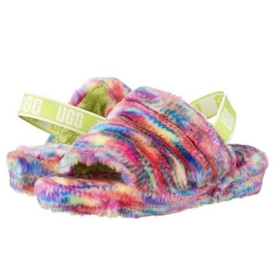 UGG Women s Multicolor Fluff Yeah Pixelate Slide Sandal. Size 7