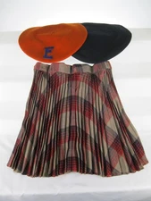 Authentic 1930s East St. Louis High School Tartan Plaid Pleated Skirt & Hats