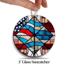 4th of July Stained Glas Sun Catcher 250 Years of Freedom 240-08