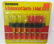 Lot Of 6 New Sealed Vintage Regent Steel Tip Darts with Wall Rack