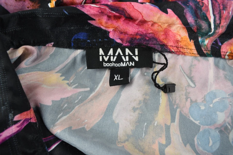 Camisa BooHoo Hombre Hombre Multicolor Estampado Floral Manga Corta Abotonada Talla XL Foto 3 de 4