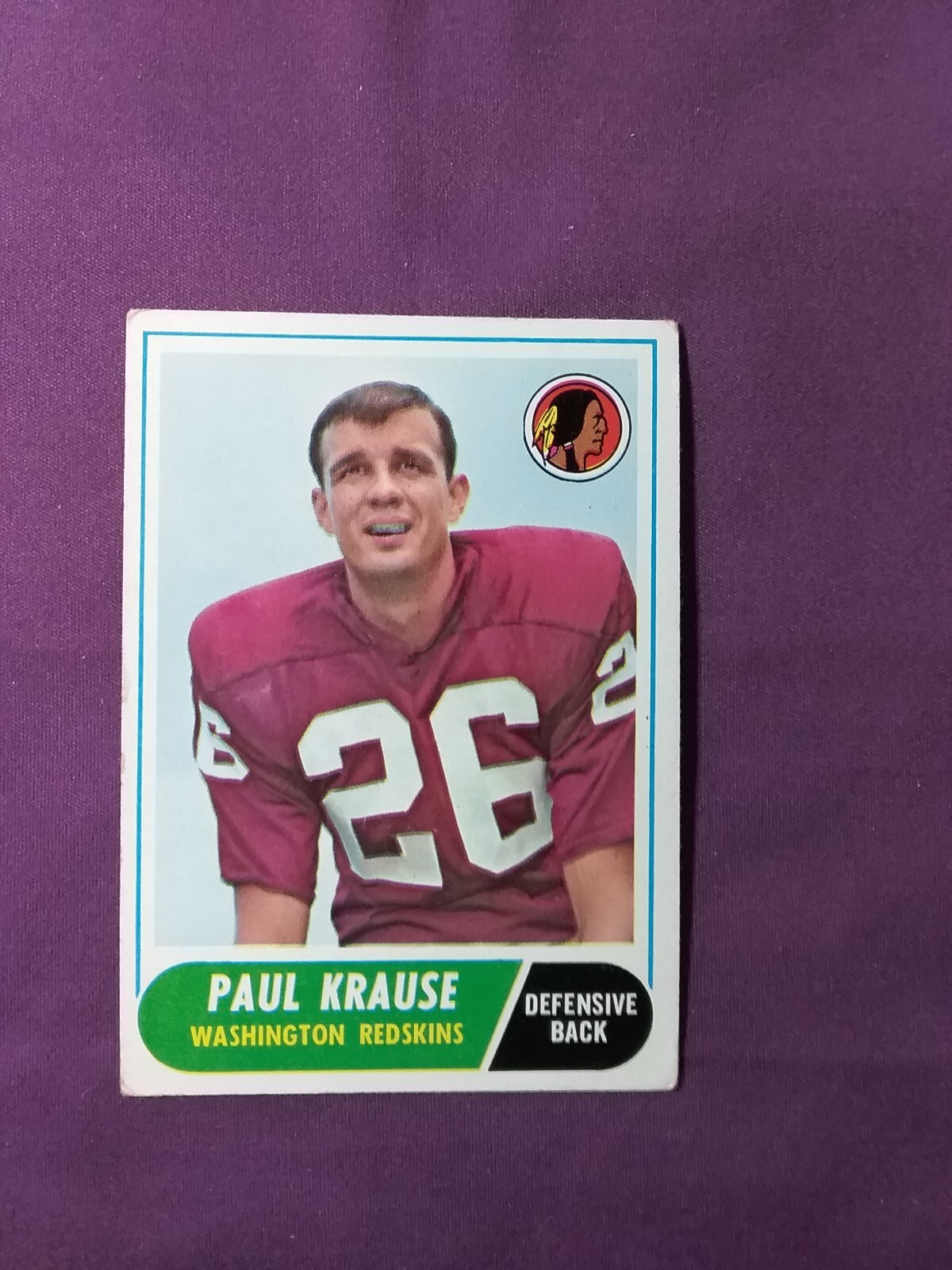 1968 Topps - #166 Paul Krause Washington Redskins