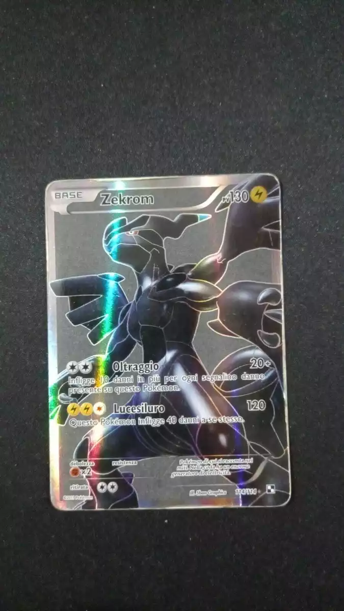 CARTA POKEMON ZEKROM FULL ART 114/114 BIANCO E NERO ITA BUONA