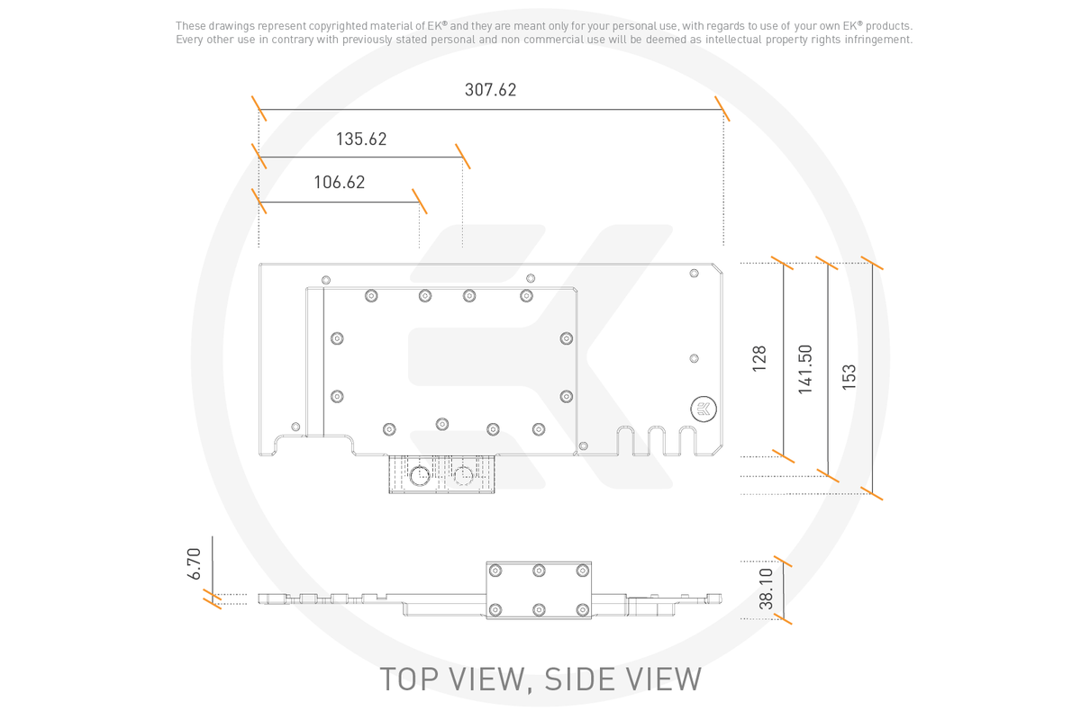 Active Backplate for the ZOTAC Trinity RTX 3080 and RTX 3090 EK water blocks - E