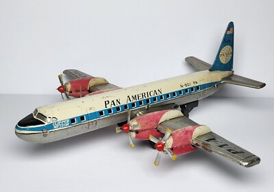 Vintage Pan American Airlines D7 Tin Litho Friction Toy Airplane