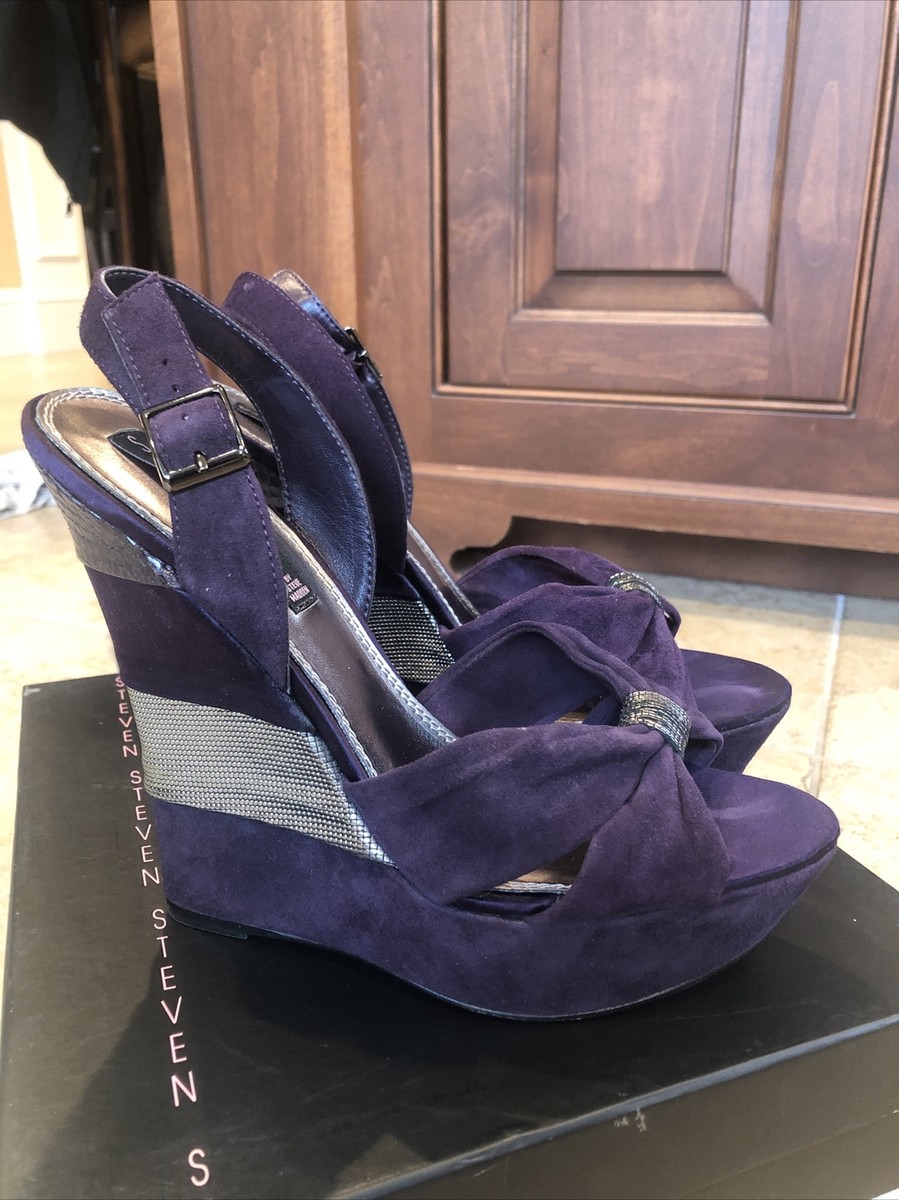VTG STEVEN By Steve Madden CIELO Purple Silver Platform Wedge