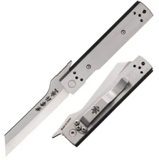 Kanetsune Linerlock Folding Knife 2.5" AUS-8 Steel Blade Stainless-Steel Handle