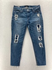 Lucky Brand Sasha Super Skinny Women's 12/31 Blue Stretch Denim Jeans Distressed