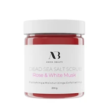 Body Scrub Dead Sea Salt Foaming Shower- Rose White Musk 7oz Amira Beauty