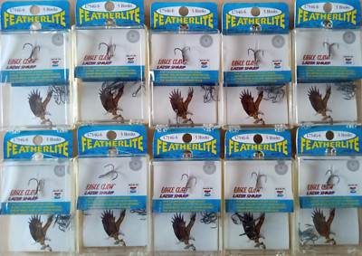 10 -pack lot premium Eagle Claw Lazer Sharp Featherlite finesse Treble Hook 6