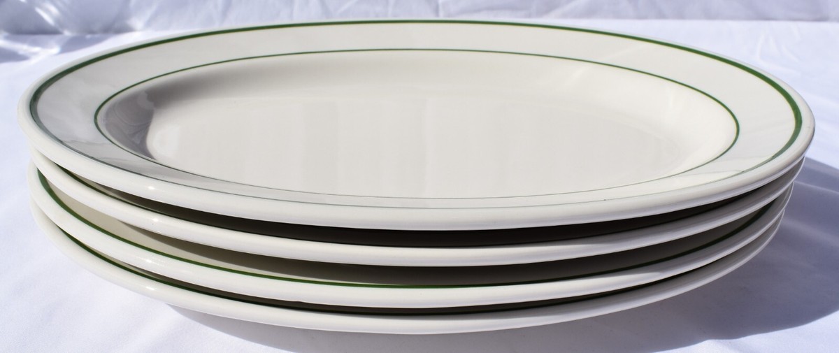 Buffalo China - DOUBLE GREEN STRIPE - (4) 11 3/4