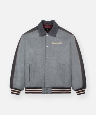 PAPER PLANES   HEATHER GREY DREAMERS CLUB VARSITY JACKET SIZE XL NWT  