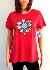 Flower Power Stars Patriotic Shirt Woman's Various Sizes NWT