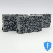 Stone Exterior Wall x3 - WizKids WarLock Tiles D D Dungeon 1" Tall