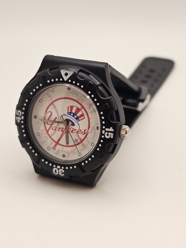 Vintage 1995 MLB Herren NY YANKEES schwarz Harz Sport Quarz Logo Uhr
