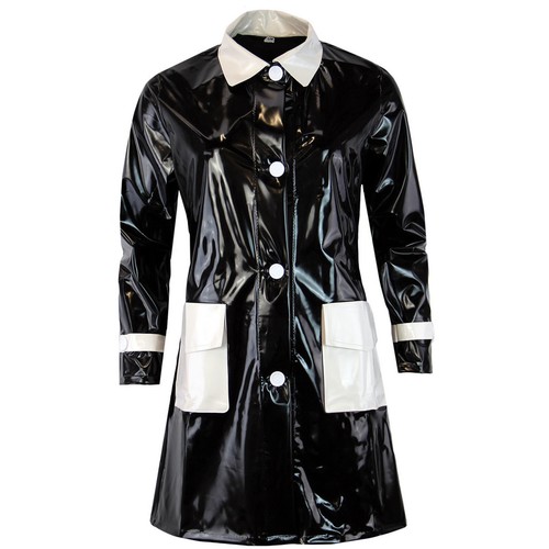 Black Ladies Tone PVC Raincoat eBay