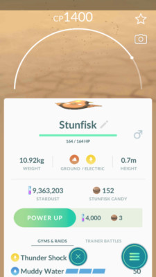 Pokemon Trade GO - Stunfisk with 2nd move unlocked for PVP Great League
